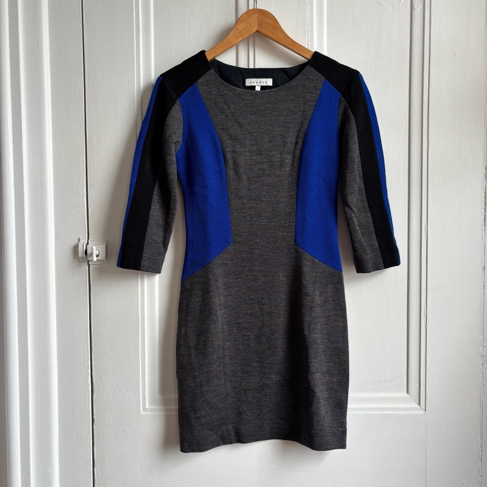 Sandro Blue and Gray Mini Dress